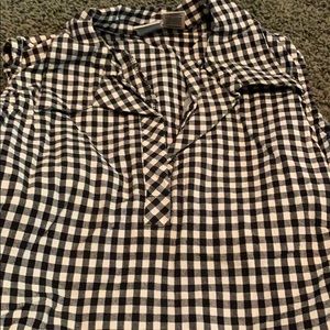 Maternity short sleeve black checker shirt